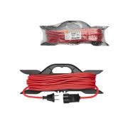 Удлинитель-шнур на рамке силовой У-11001 ПВС красный 1300 Вт б/з, 20м, штепс. гнездо Народный