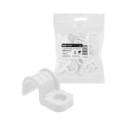 Крепеж-скоба для трубы 20 мм односторонняя для прямого монтажа (10 шт.) белая TDM