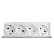Розетка 4м о/п «Олимп » без заземления белая