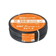 Кабель ВВГ-П нг(А)-LS 3х1,5 ок(N, PE)-0,66 ГОСТ (100м) TDM