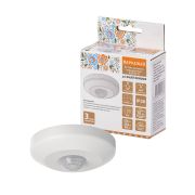 Датчик движения инфракрасный (потолочный) ДДП-Н-01 (100Вт, 10-420с, 6м, 10+Лк, 120(сбоку)+360(сверху)гр, IP20) «Народный»