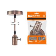 Патрон Е27 с выключателем с подвесом 1 м, металлический «Лофт», медь TDM