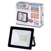 Прожектор светодиодный СДО-04-020Н-Ф (с фотореле) 20 Вт, 6500 К, IP65, черный, Народный