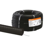 Труба гофрированная ПНД безгалогенная (HF) d 16 с зондом (100 м) легкая 350H черная TDM