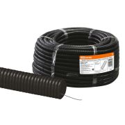 Труба гофрированная ПНД безгалогенная (HF) d 40 с зондом (25 м) легкая 350H черная TDM