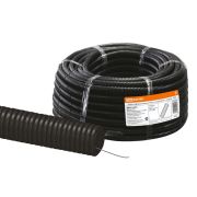 Труба гофрированная ПНД безгалогенная (HF) d 63 с зондом (15 м) легкая 350H черная TDM