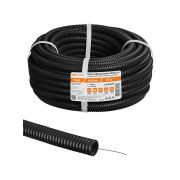 Труба гофрированная ПНД безгалогенная (HF) d 16 с зондом (25 м) легкая 350H черная TDM