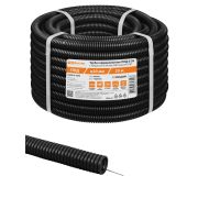 Труба гофрированная ПНД безгалогенная (HF) d 20 с зондом (25 м) легкая 350H черная TDM