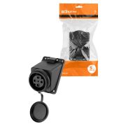 Розетка настенная с загл. наклон. каучук, 3Р+РЕ, 32А, 380В, IP44, черная TDM