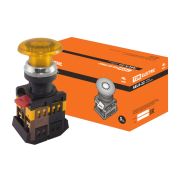 Кнопка AELA-22 «Грибок» желтый d22мм неон/230В 1з+1р TDM