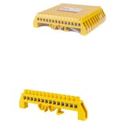 Шина «PE» «земля» в желтом изоляторе на DIN-рейку 8x12мм 14 групп TDM