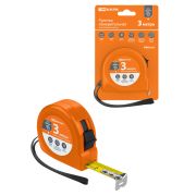 Рулетка, длина 3 м, стальная лента, ширина 16 мм, пластиковый корпус, «Гранит» TDM