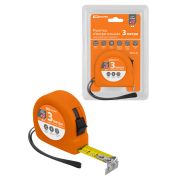 Рулетка, длина 3 м, стальная лента, ширина 16 мм, прорезиненное покрытие, магнит, «Рубин» TDM