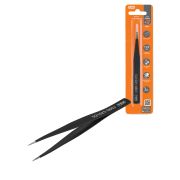 Пинцет прецизионный прямой 125 мм, острое жало, нерж., антистатич. покр., блистер, «Рубин» TDM