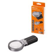 Лупа ручная круглая, d 60 мм, 3-х крат. увел., рукоятка-трансформер, LED подсветка, 2хАА, TDM