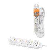 Удлинитель бытовой «Люкс» УЛ05 5 гнезд, 1,5м, с/з, с з/ш, ПВС 3х1мм2 16А/250В бело-серый TDM