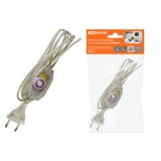 Шнур с плоской вилкой и светорегулятором ШУ05С4 (200Вт, RL) ШВВП 2х0,75мм2 2м. прозрачный TDM