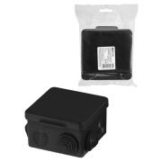 Распаячная коробка ОП 80х80х50мм, крышка, IP54, 7вх., черная, инд. штрихкод TDM