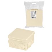 Распаячная коробка ОП 80х80х50мм, крышка, IP54, 7вх., сл. кость, инд. штрихкод TDM