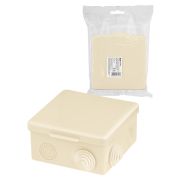 Распаячная коробка ОП 100х100х55мм, крышка, IP54, 8вх., сл. кость, инд. штрихкод TDM