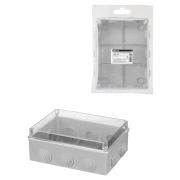 Распаячная коробка ОП 190х140х70мм, прозрач. крышка, IP55, 10 гермовводов, инд. штрихкод, TDM