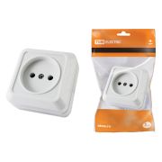 Розетка 2П открытой установки IP20 10А, белая «Ладога» TDM