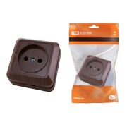 Розетка 2П открытой установки IP20 10А, бук «Ладога» TDM