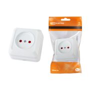 Розетка 2П открытой установки с з/ш IP20 10А, белая «Ладога» TDM