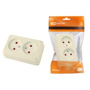 Розетка двойная 2П открытой установки с з/ш IP20 10А, слоновая кость «Ладога» TDM