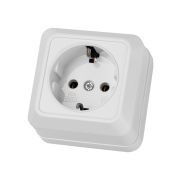 Розетка 2П+3 открытой установки IP20 16А 250В (керамика) белая «Ладога» TDM