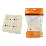 Розетка четырехместная 2П открытой установки IP20 10А с защитными шторками сл. кость «Ладога» TDM