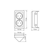 Розетка угловая двойная 2П открытой установки с з/ш IP20 250В 10А сл. кость «Ладога» TDM