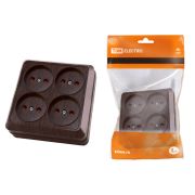 Розетка четырехместная 2П открытой установки IP20 10A с защитными шторками бук «Ладога» TDM