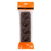 Розетка 4-х местная горизонтальная 2П+3 открытой установки IP20 16A с з/ш бук «Ладога» TDM