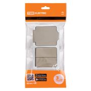 Блок (горизонтальный) выключатель 2-кл. + розетка 2П+З с з/ш БКВР IP54 серый «Вуокса» TDM