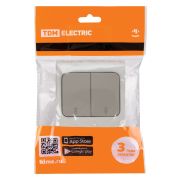 Переключатель на 2 направления 2-кл. скрытой установки IP54 10А серый «Вуокса» TDM