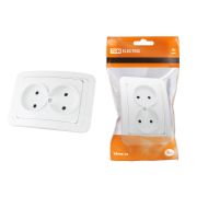 Розетка двойная 2П 10А белая «Валдай» TDM