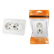 Розетка двойная 2П+З 16А белая «Валдай» TDM