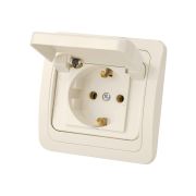 Розетка с крышкой 2П+З 16А IP44 сл. кость «Валдай» TDM