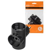 Тройник 3х2П 16А 250B черный TDM