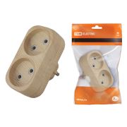 Блок на 2 гнезда 2П б/з плоский 6А 250B «Эко» (сосна) TDM