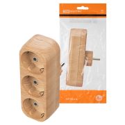 Блок на 3 гнезда 2П+З плоский 16А 250B «Эко» (сосна) TDM