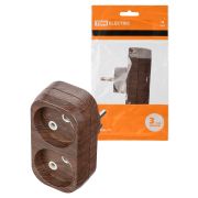 Блок на 2 гнезда 2П б/з плоский 6А 250B «Эко» (бук) TDM