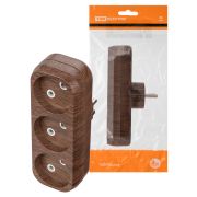 Блок на 3 гнезда 2П б/з плоский 6А 250B «Эко» (бук) TDM