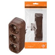 Блок на 3 гнезда 2П+З плоский 16А 250B «Эко» (бук) TDM