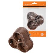 Блок на 3 гнезда 2П+З круглый 16А 250B «Эко» (бук) TDM