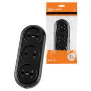 Розеточная колодка 3 гнезда 2П 16А 250B черная «Ретро» (карболит) TDM