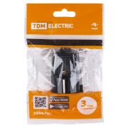 Вилка прямая с/з черная c перфорацией 10А 250В TDM