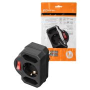 Блок на 3 гнезда с выключателем с индикацией: 1x2П+3 16А+2х2П 2,5А под плоскую вилку 250B черный TDM