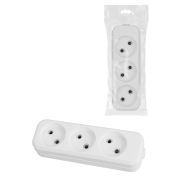 Колодка розеточная 3 гнезда 2П б/з 10А 250В белая серии «Народная» К3-2000